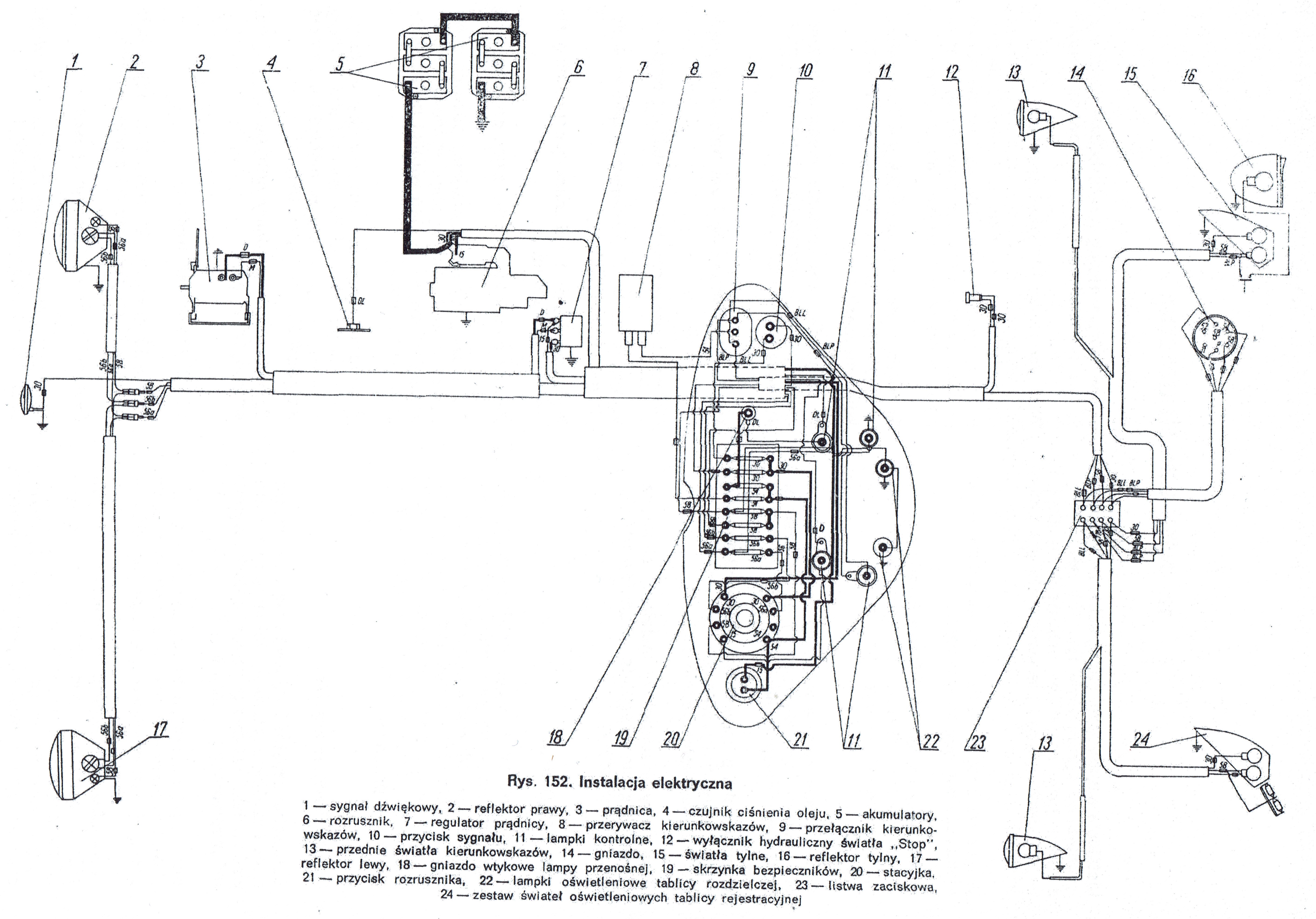 Schemat instalacji elektrycznej Ursus C4011